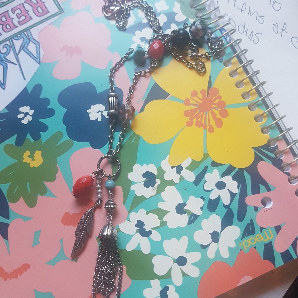 Silver feather necklace